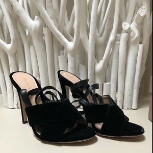 Gianvito Rossi Crissy Black Suede Lace Up Heels